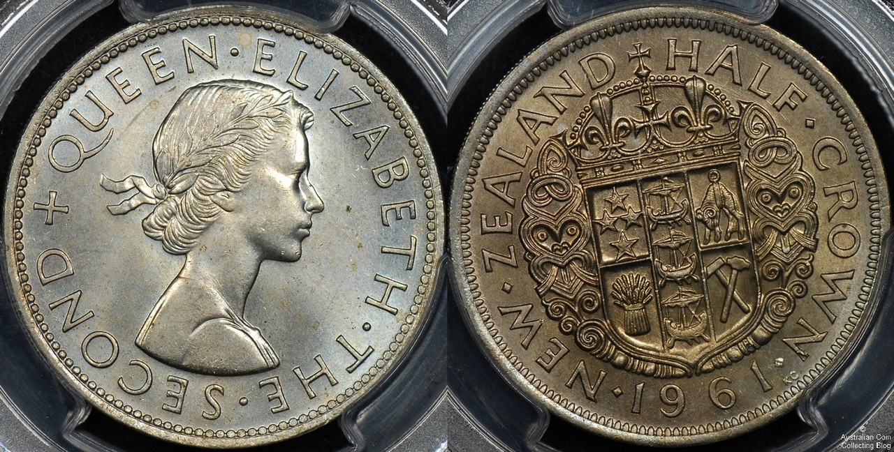 New Zealand 1961 Half Crown PCGS MS65