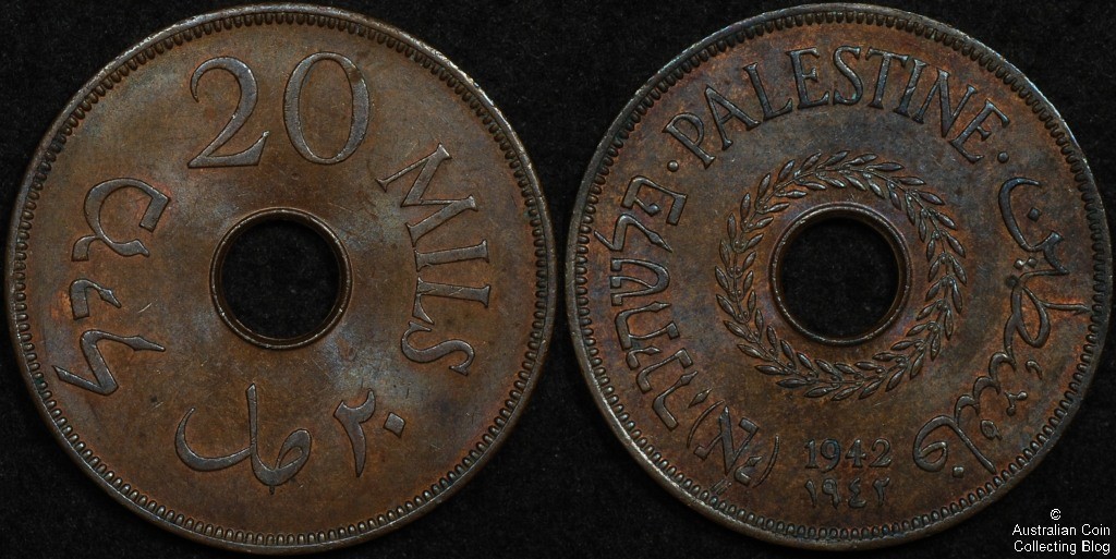 Palestine 1942 20 mils PCGS MS63BN