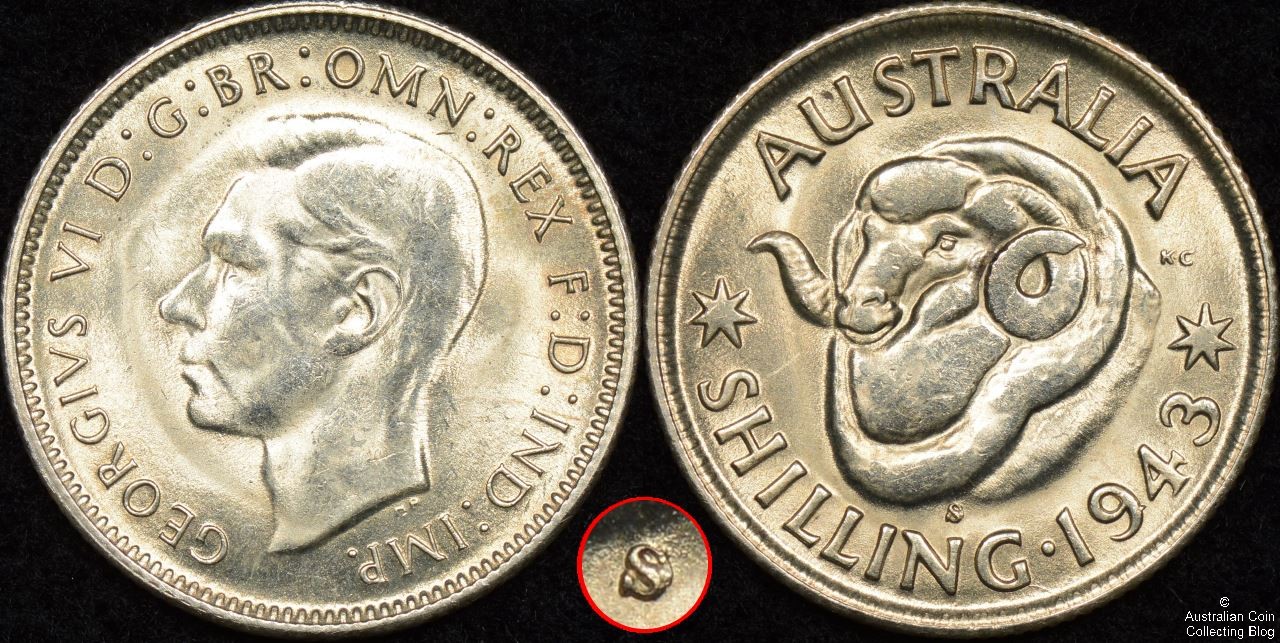 Australia 1943S Shilling “S Over D” Variety