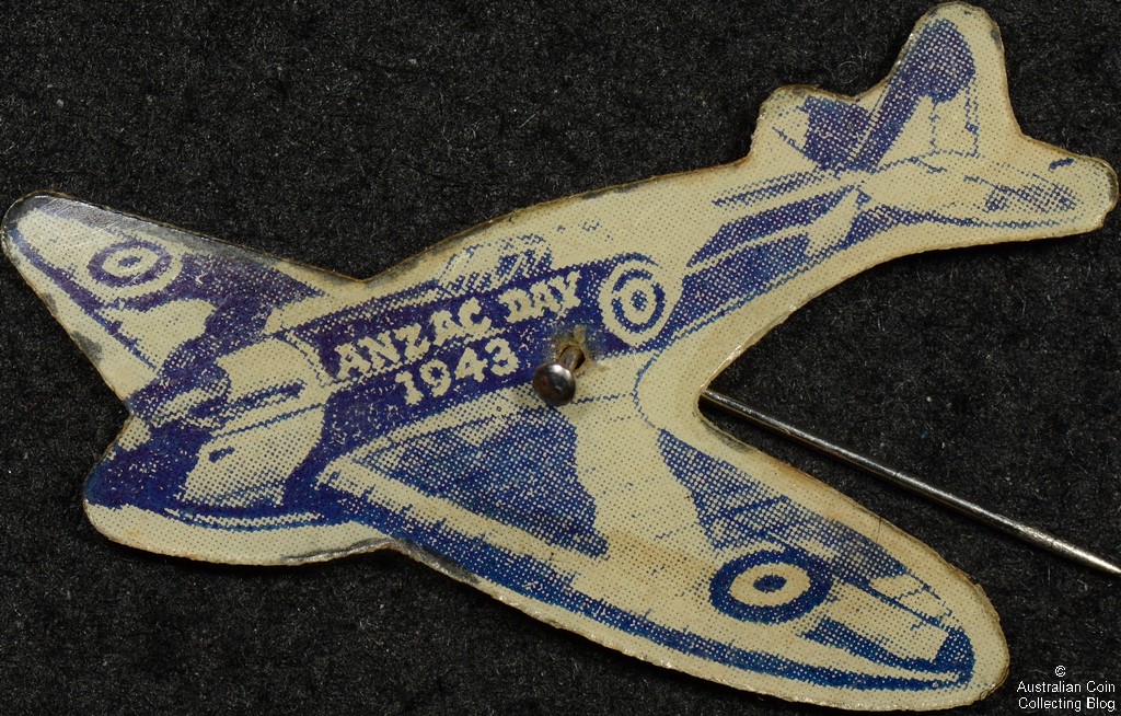 ANZAC Day 1943 Spitfire Celluloid Badge