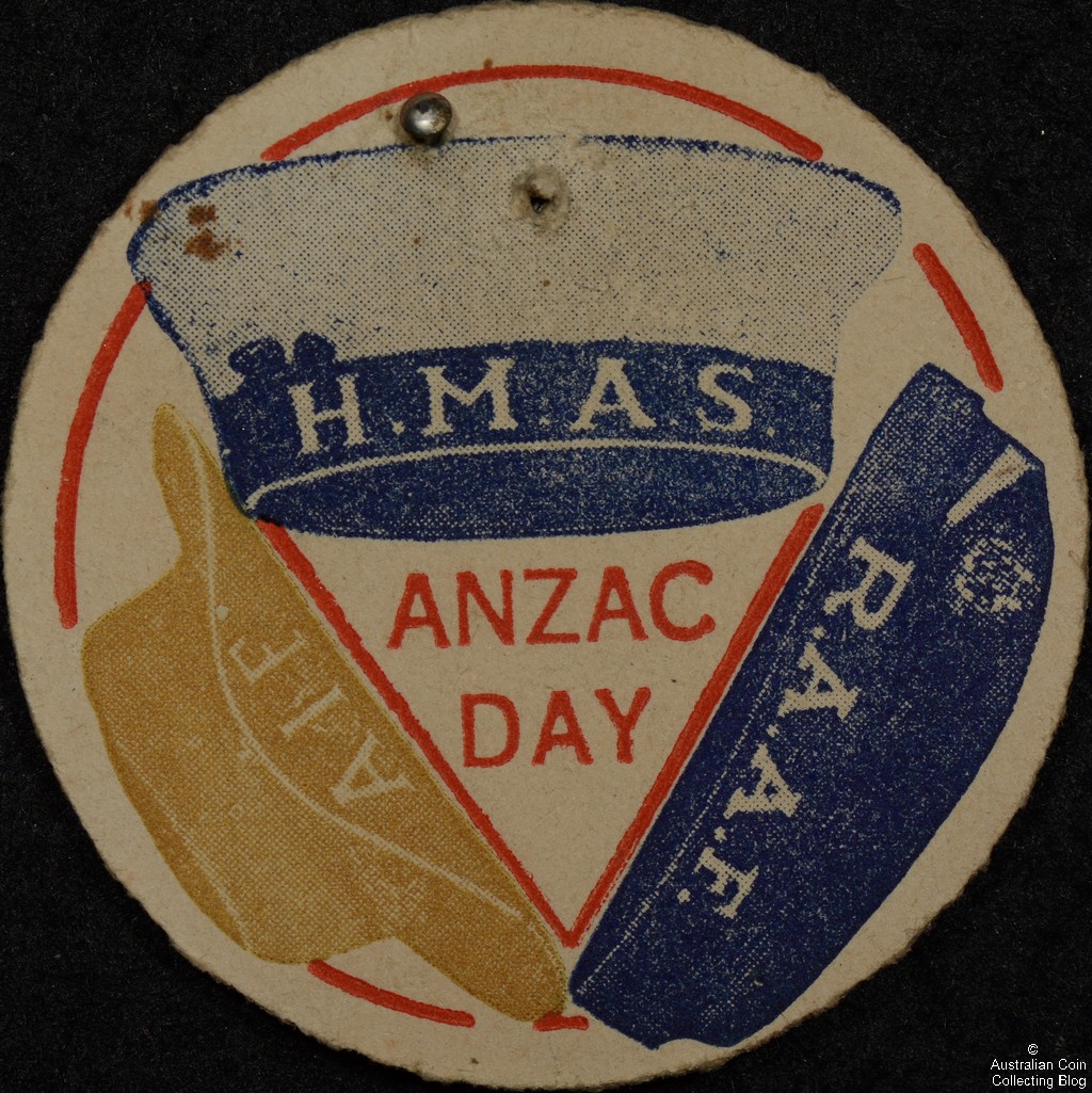 Circular ANZAC DAY Cardboard Badge with Military Hats