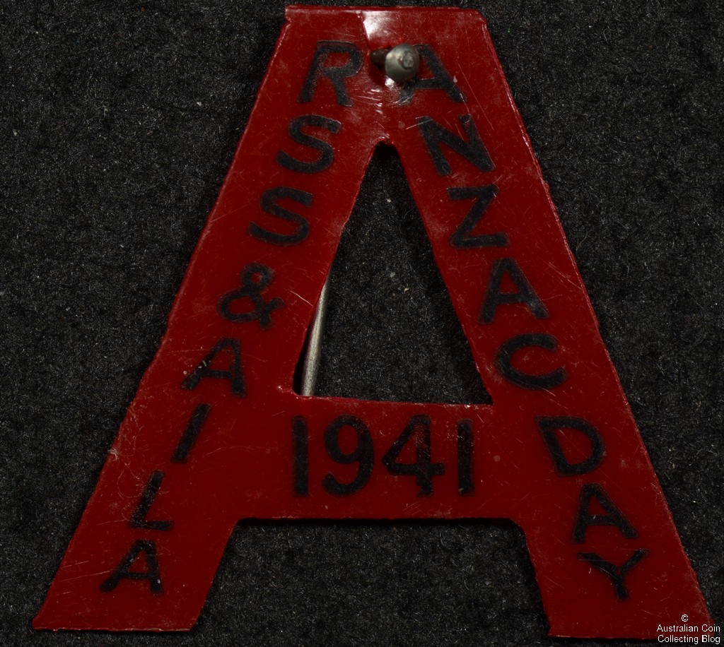 ANZAC DAY RSS & AILA 1941 Red Celluloid Badge