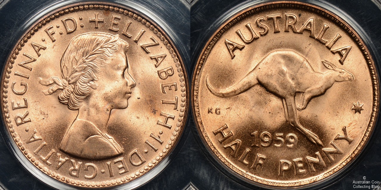 Australia 1959 m Halfpenny PCGS MS65RD