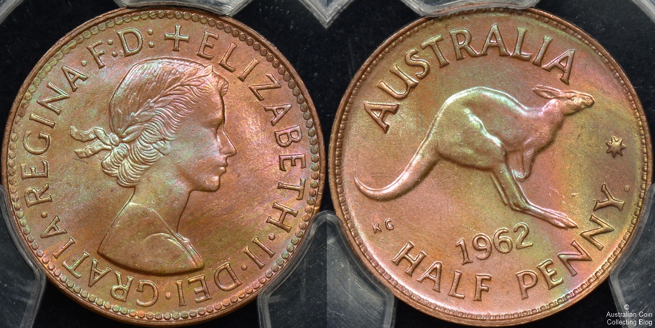 Australia 1962 y Halfpenny PCGS MS64RB