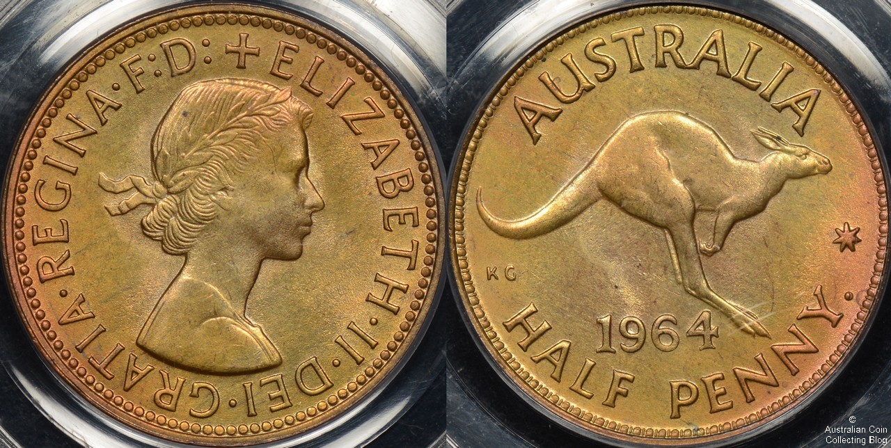 Australia 1964y Halfpenny PCGS MS65RB