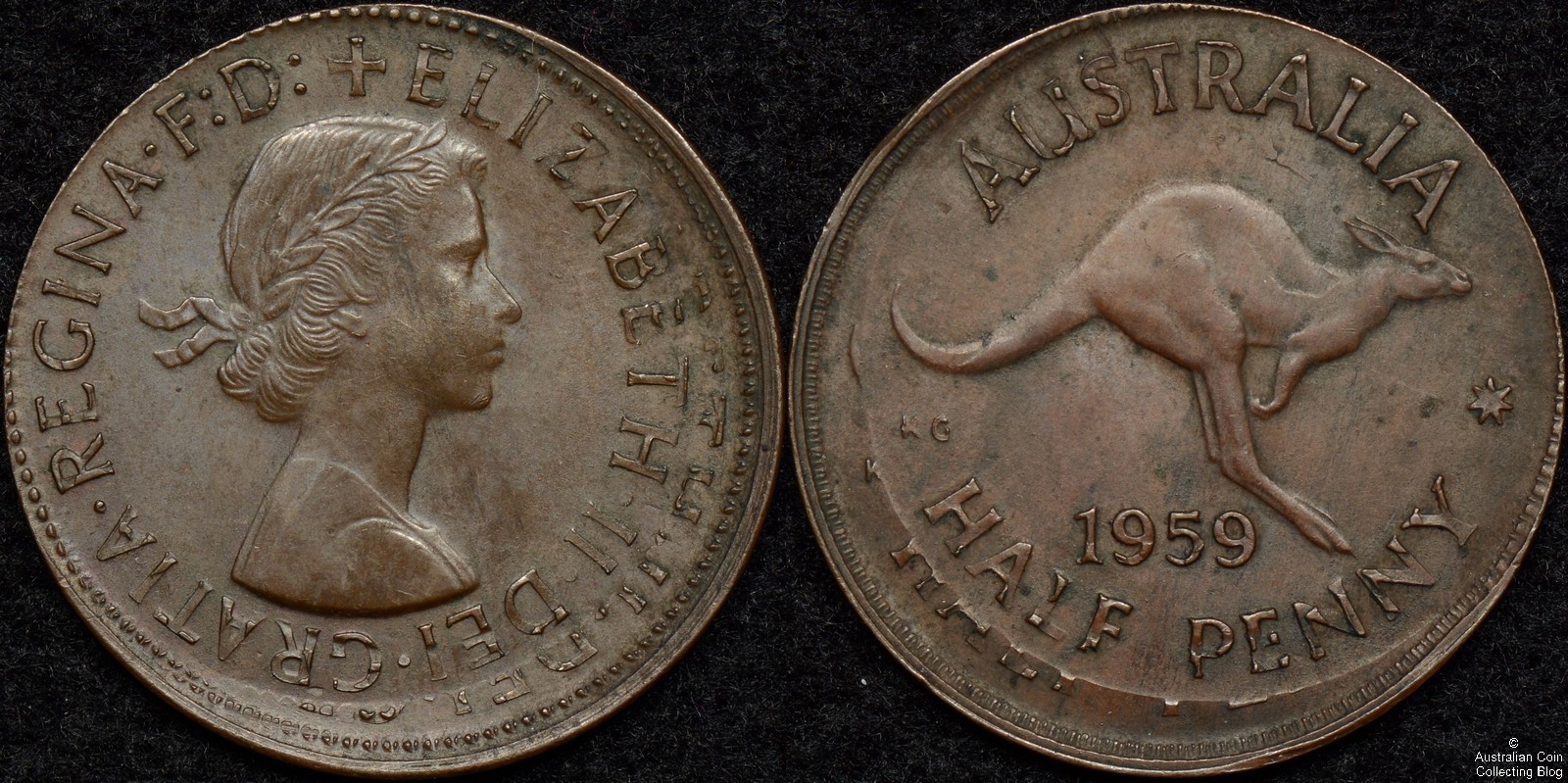 Australia 1959 Halfpenny Double Strike Error