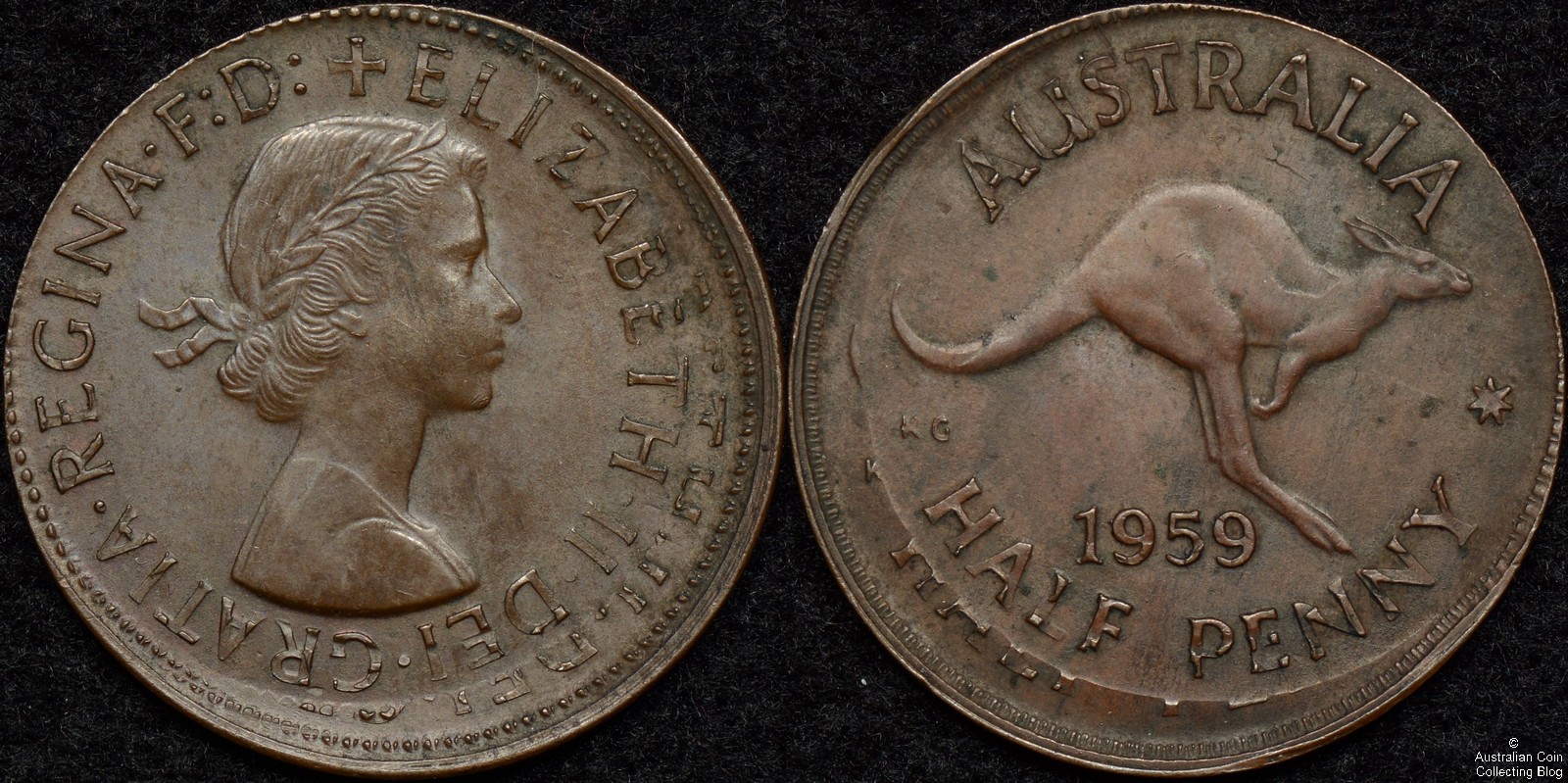 Australia 1959 Halfpenny Double Strike Error