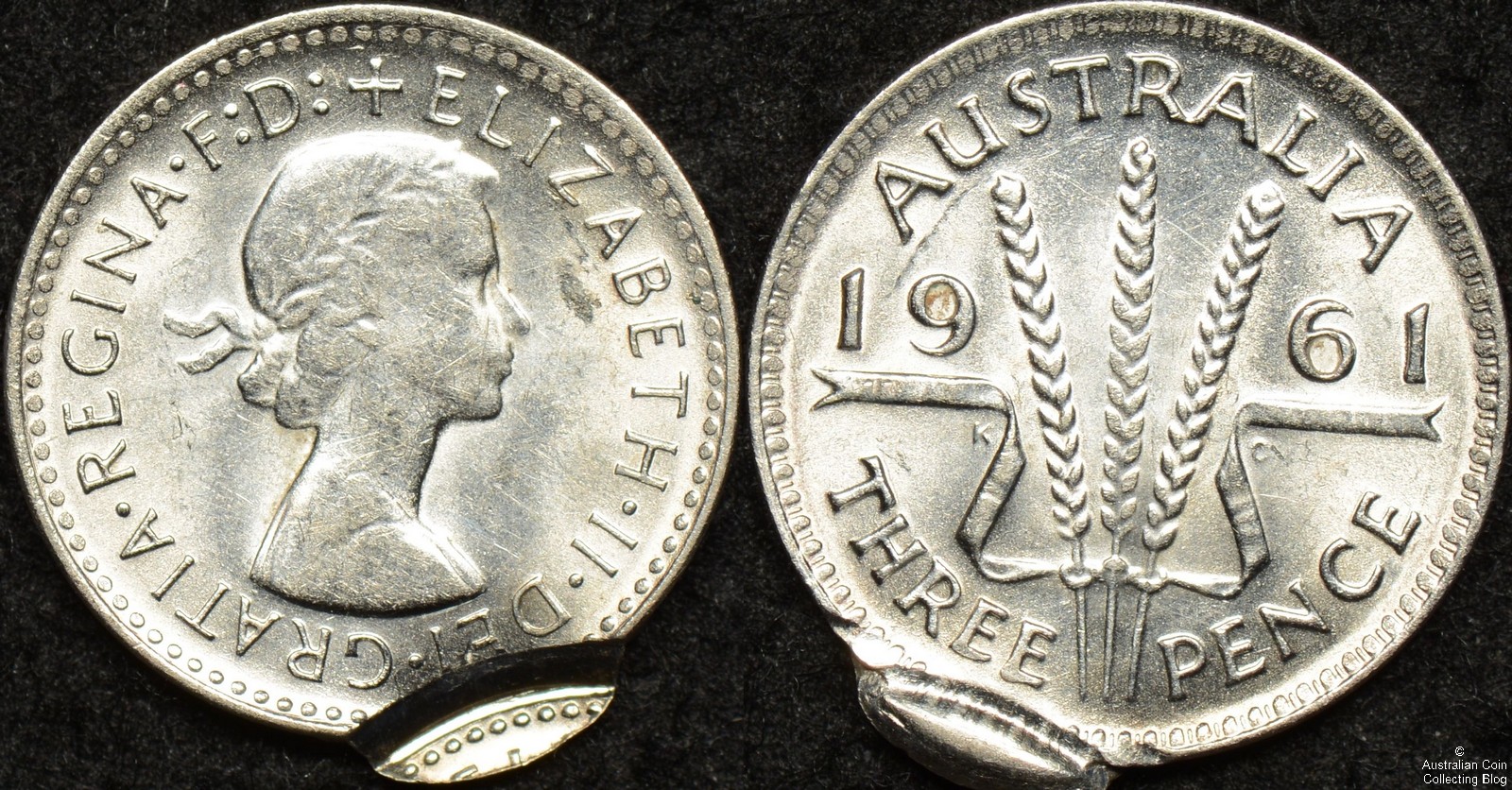 Australia 1961 Threepence Double Struck Coin Error