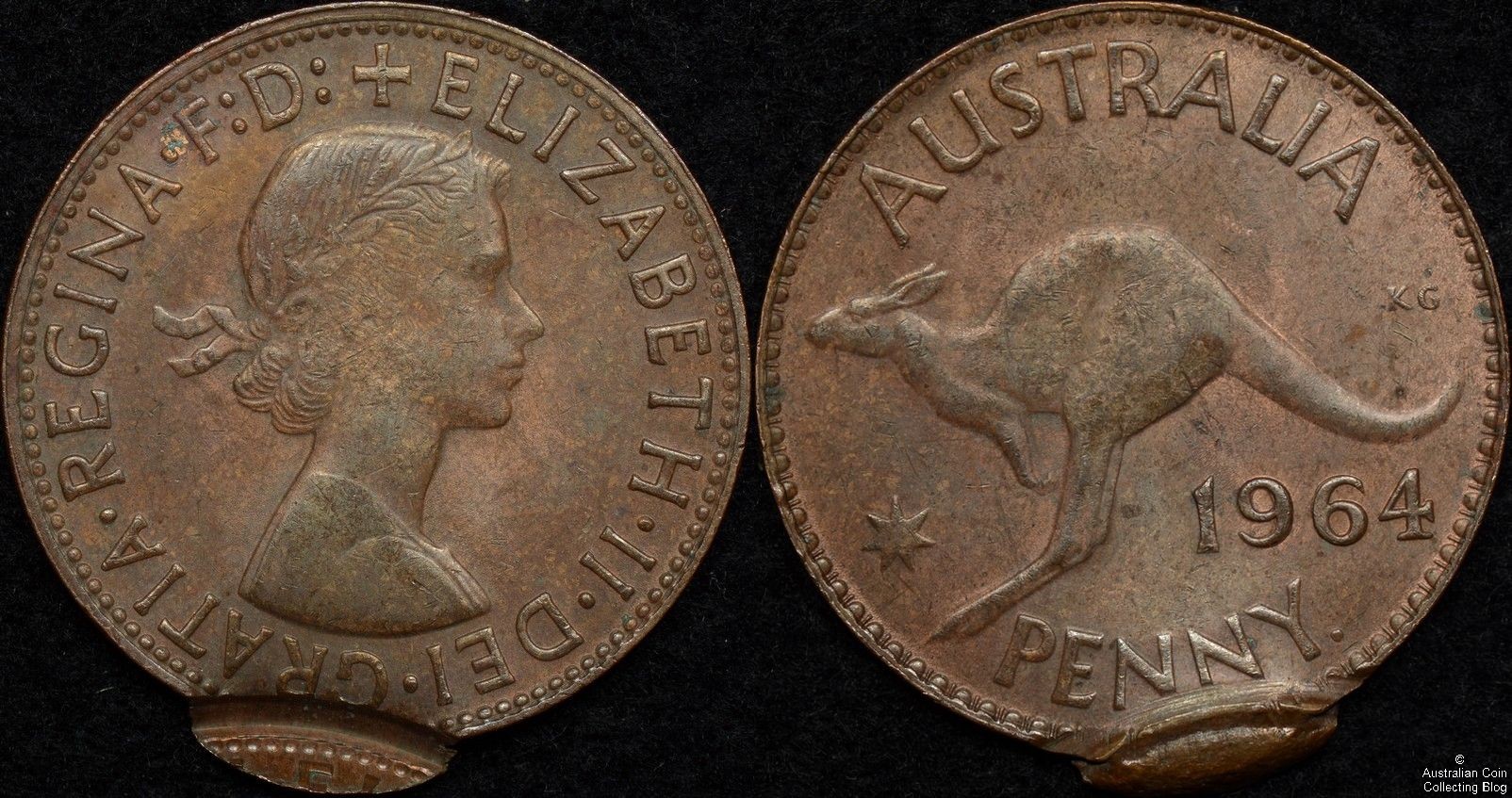 Australia 1964y Penny Double Strike Error