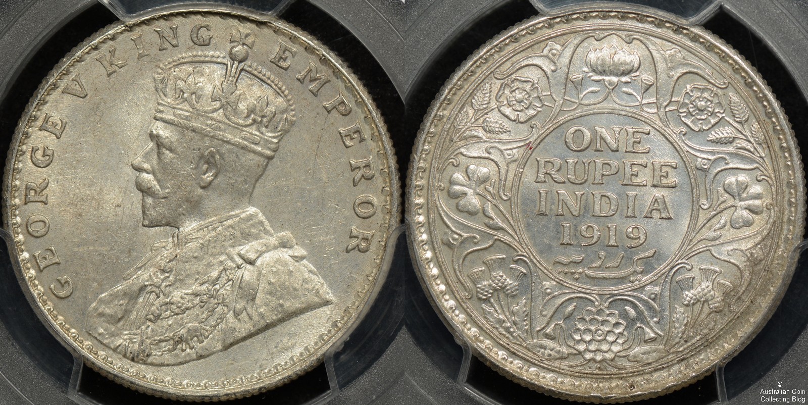 India 1919B Rupee PCGS MS62