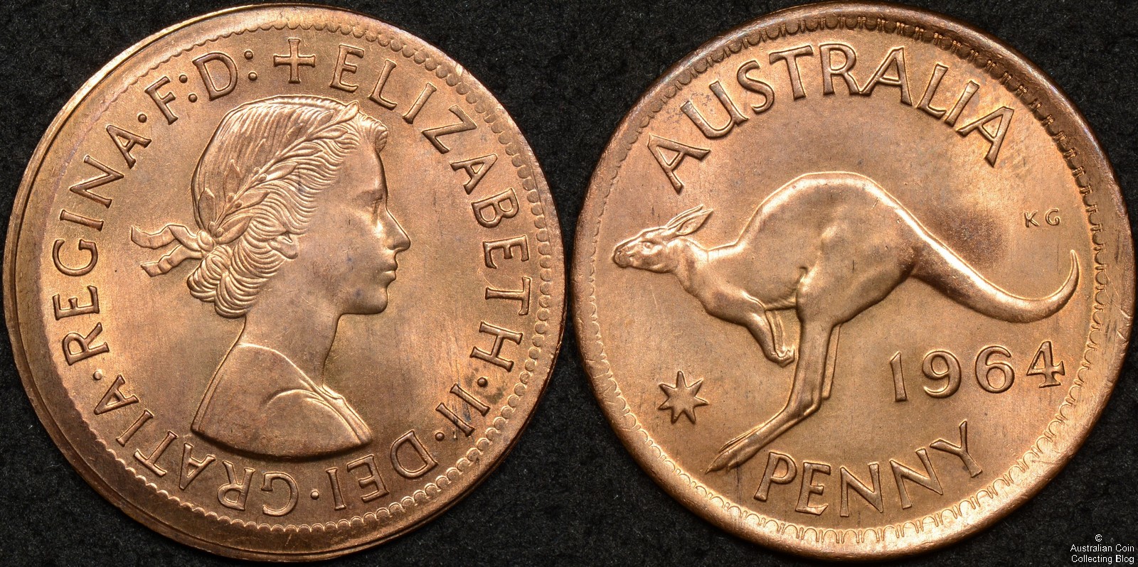 Australia 1964m Penny PCGS MS63RD Broadstrike Out of Collar Error