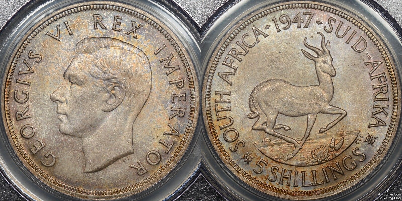South Africa 1947 5 Shillings PCGS MS65