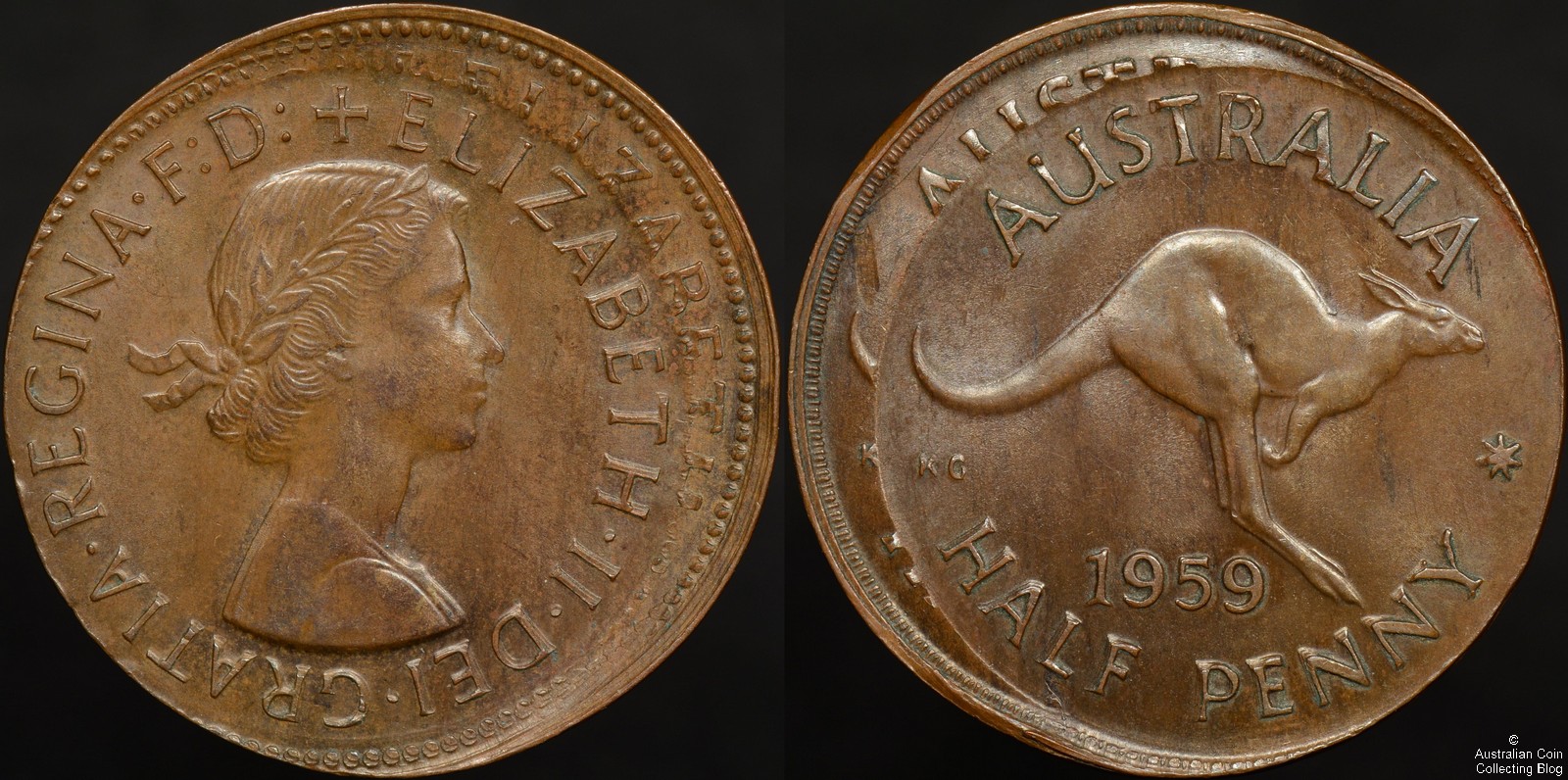 Australia 1959 Halfpenny Double Strike Error