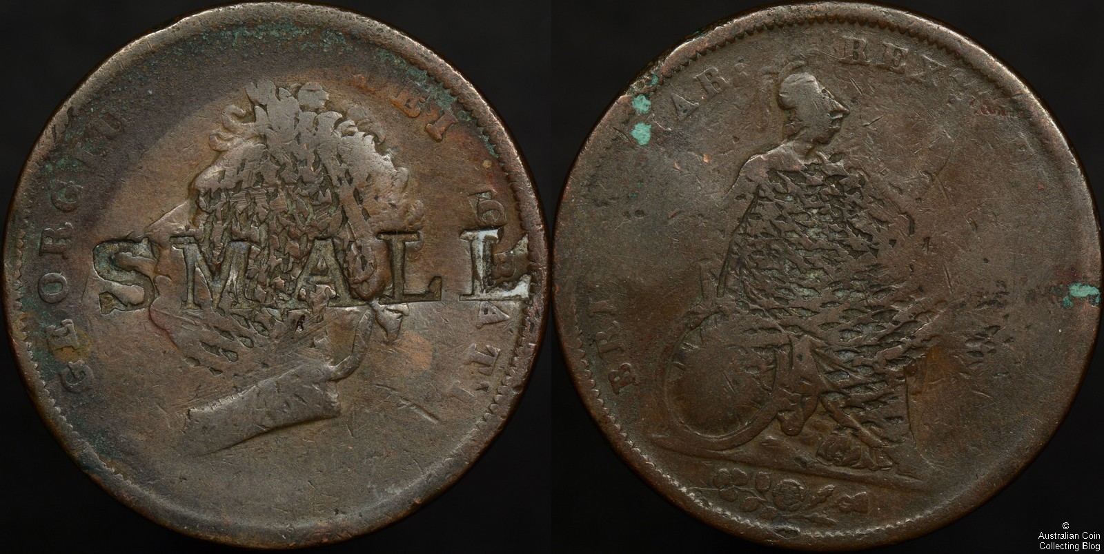 Great Britain George IV Penny with SMALL Counterstamp