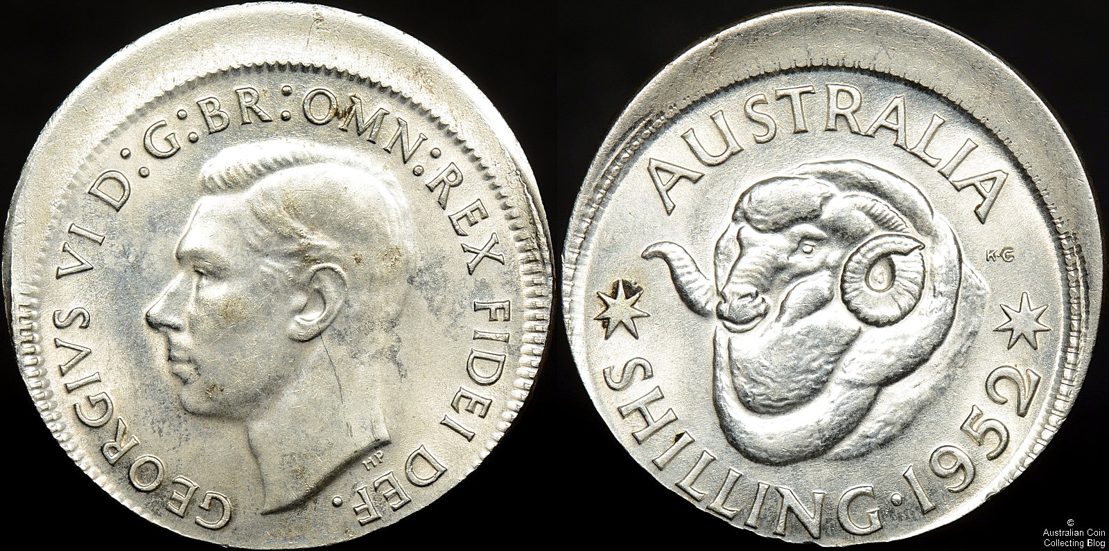 Australia 1952 Shilling Broadstrike Error