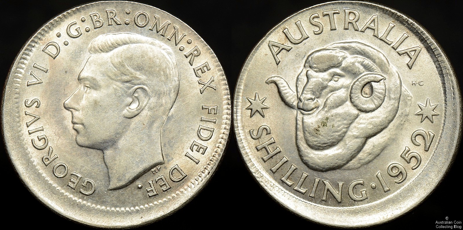 Australia 1952 Shilling Broadstrike Error