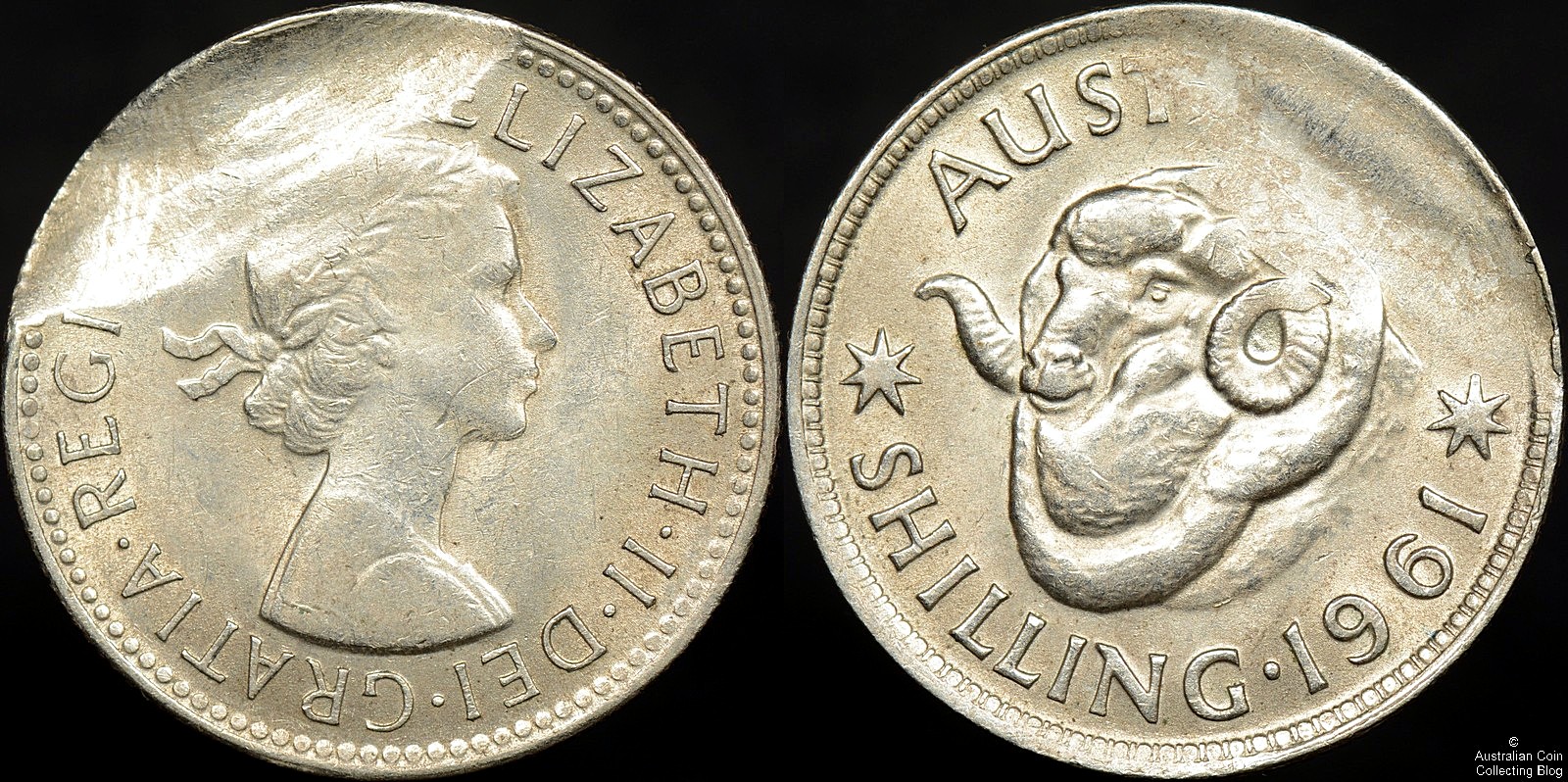 Australia 1961 Shilling Thin Planchet Error