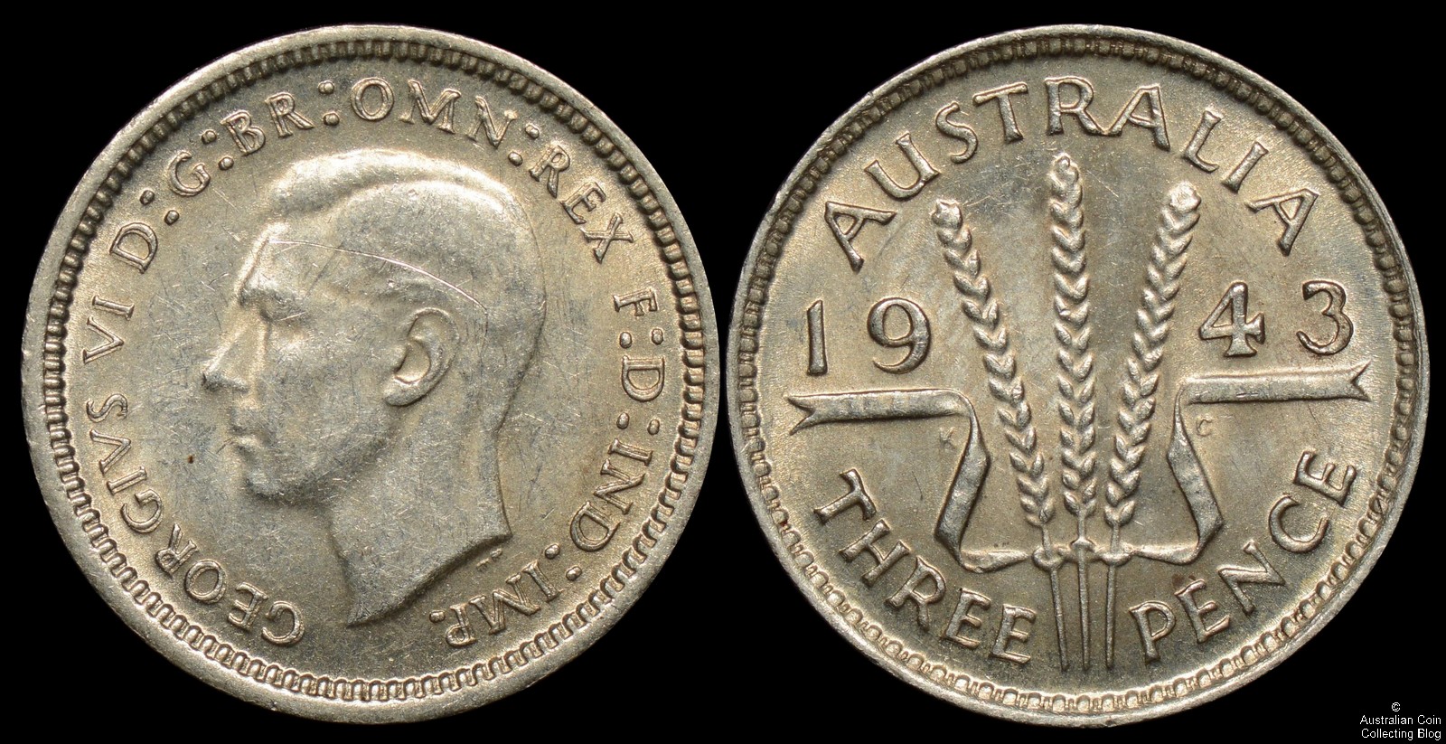 Australia 1943M 3d – Hub Doubled Obverse