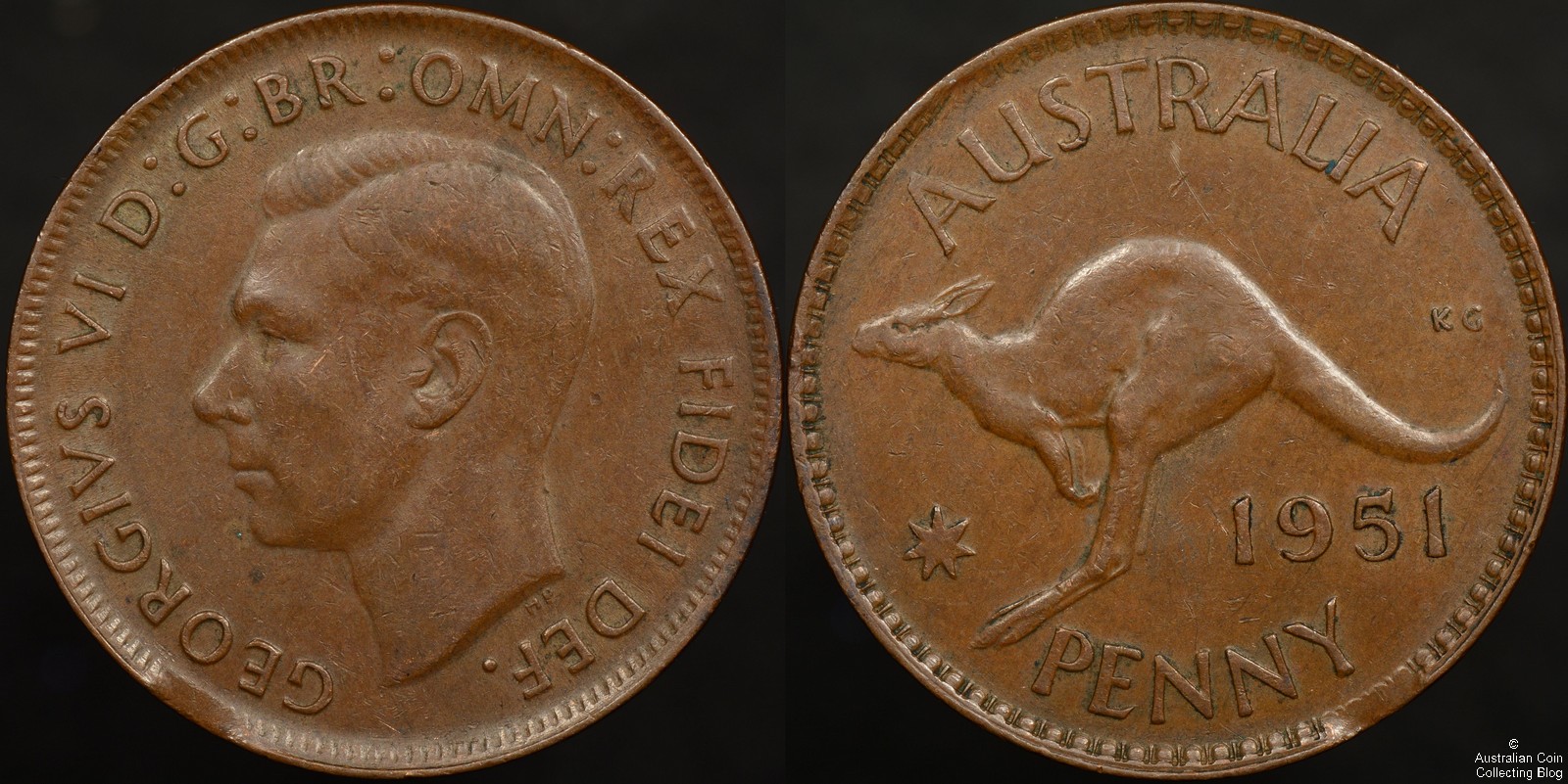 Australia 1951M Penny Clipped Planchet Error