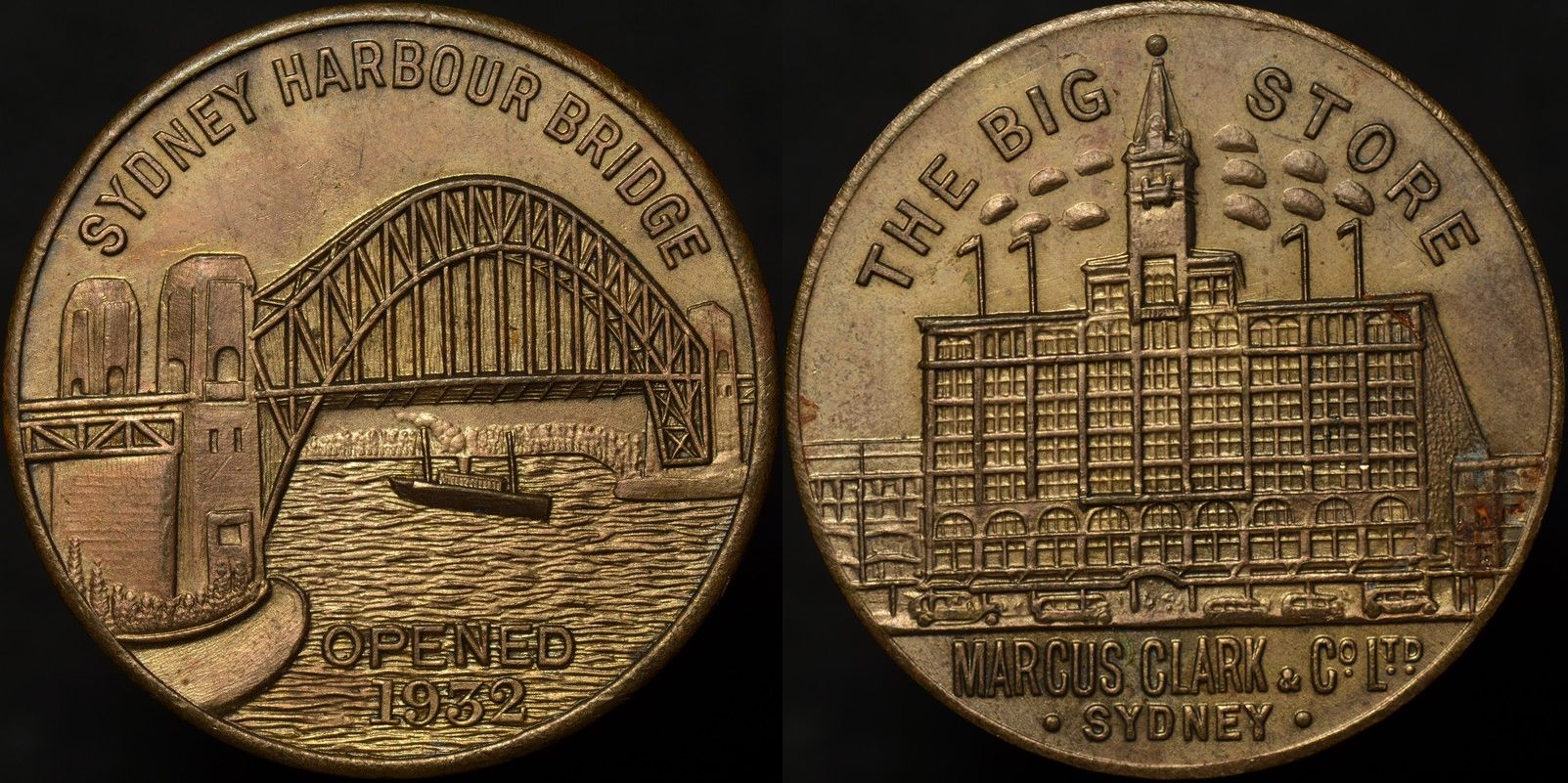 Sydney Harbour Bridge The Big Store Marcus Clark & Co Ltd Medal 1932/3