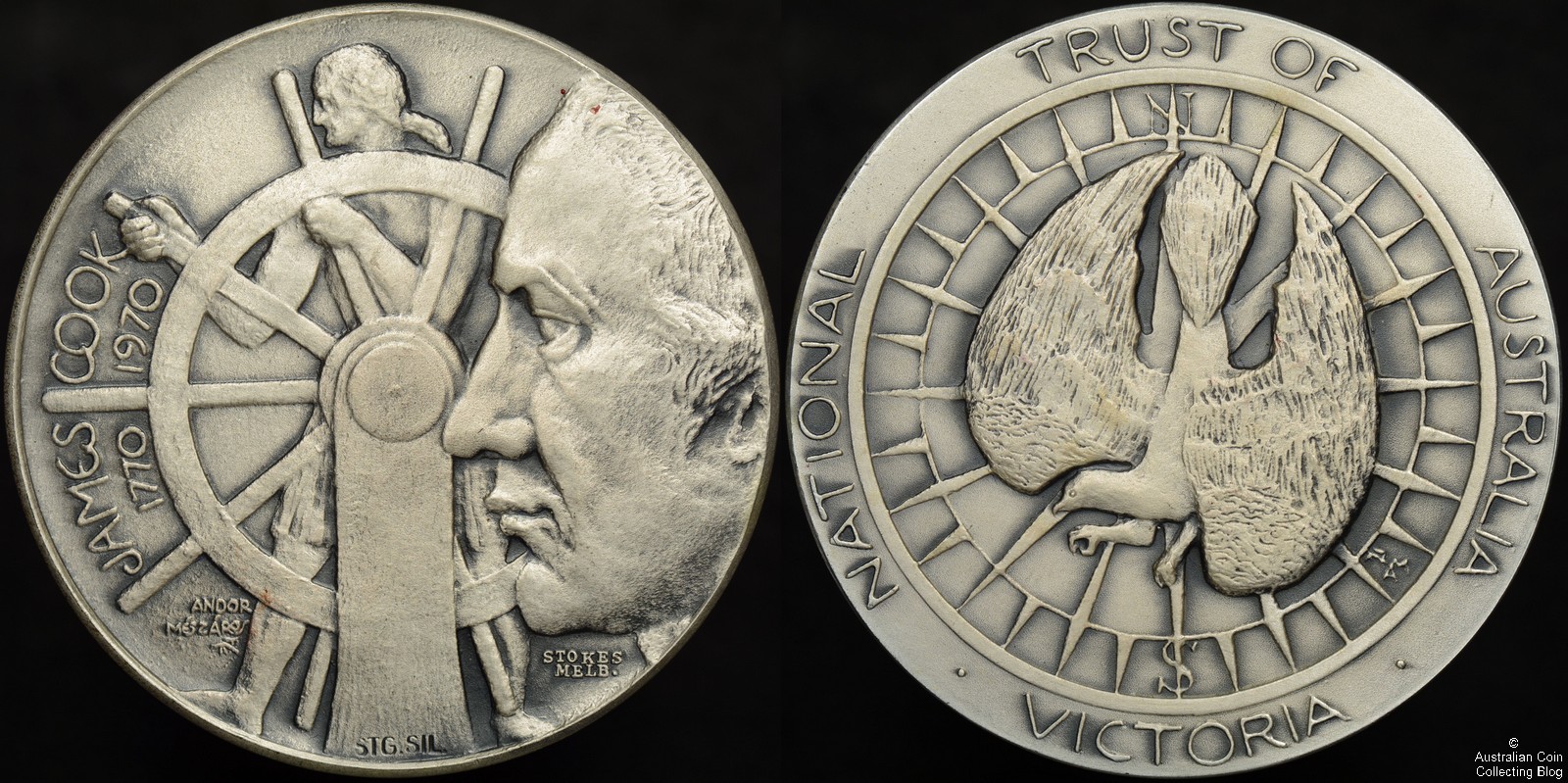 1970 Captain James Cook National Trust of Australia Victoria Medal in Silver