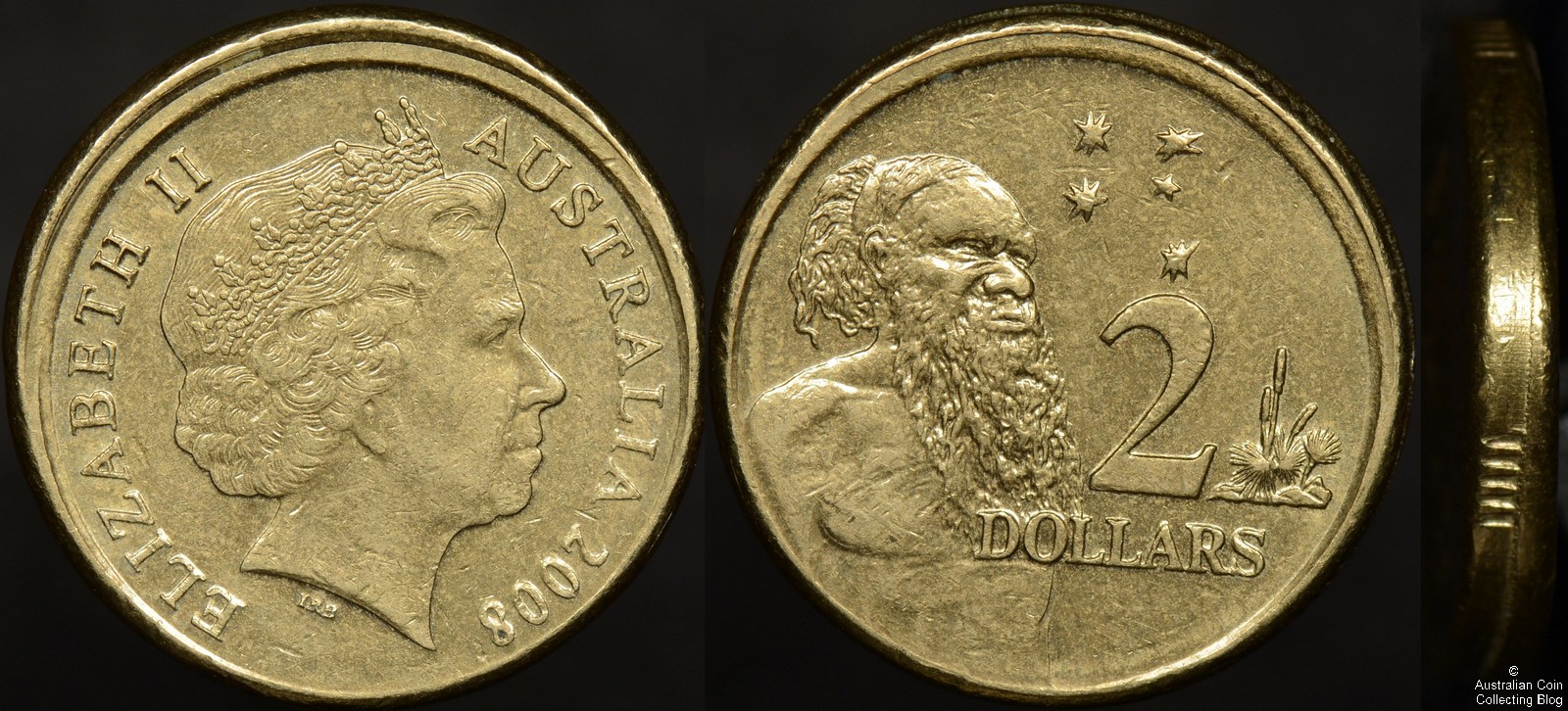 Australia 2008 2 Dollar Tilted Partial Collar Error