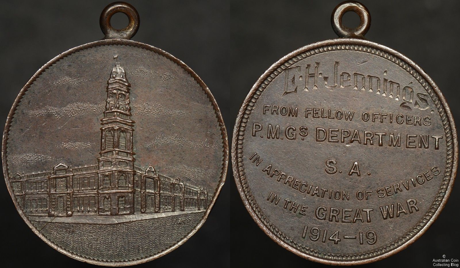 WW1 1914-1919 Post Master General’s Medal – E.H. Jennings