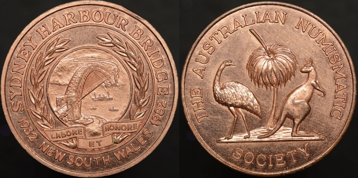 Australian Numismatic Society Sydney Harbour Bridge Medal 1932-1982 1982/11