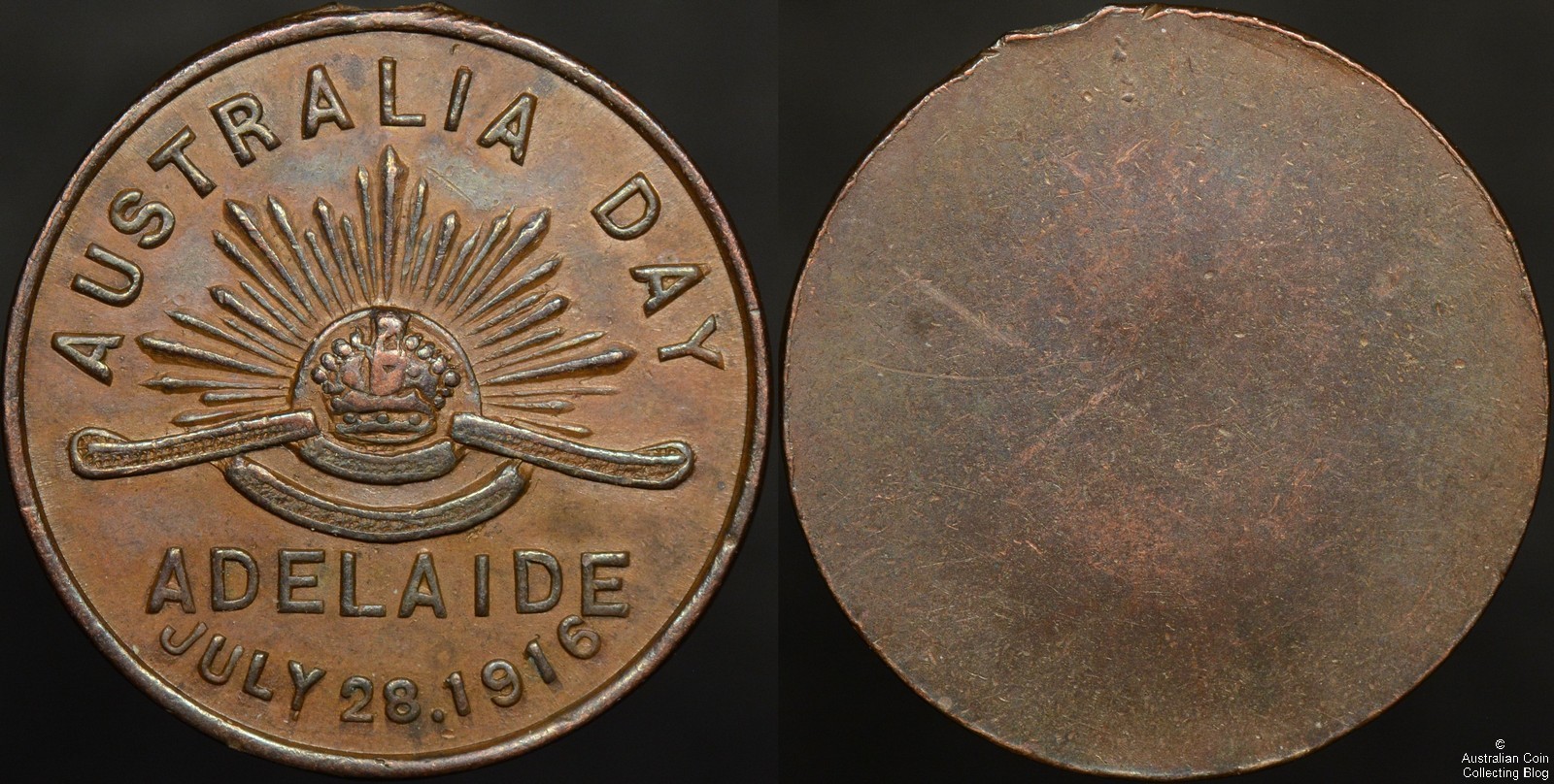 Australia Day Adelaide July 28 1916 Uniface Medal 1916/1