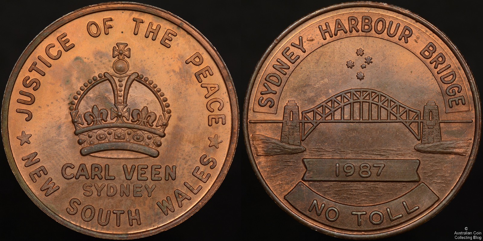 Sydney Harbour Bridge 1987 No Toll Carl Veen Medal