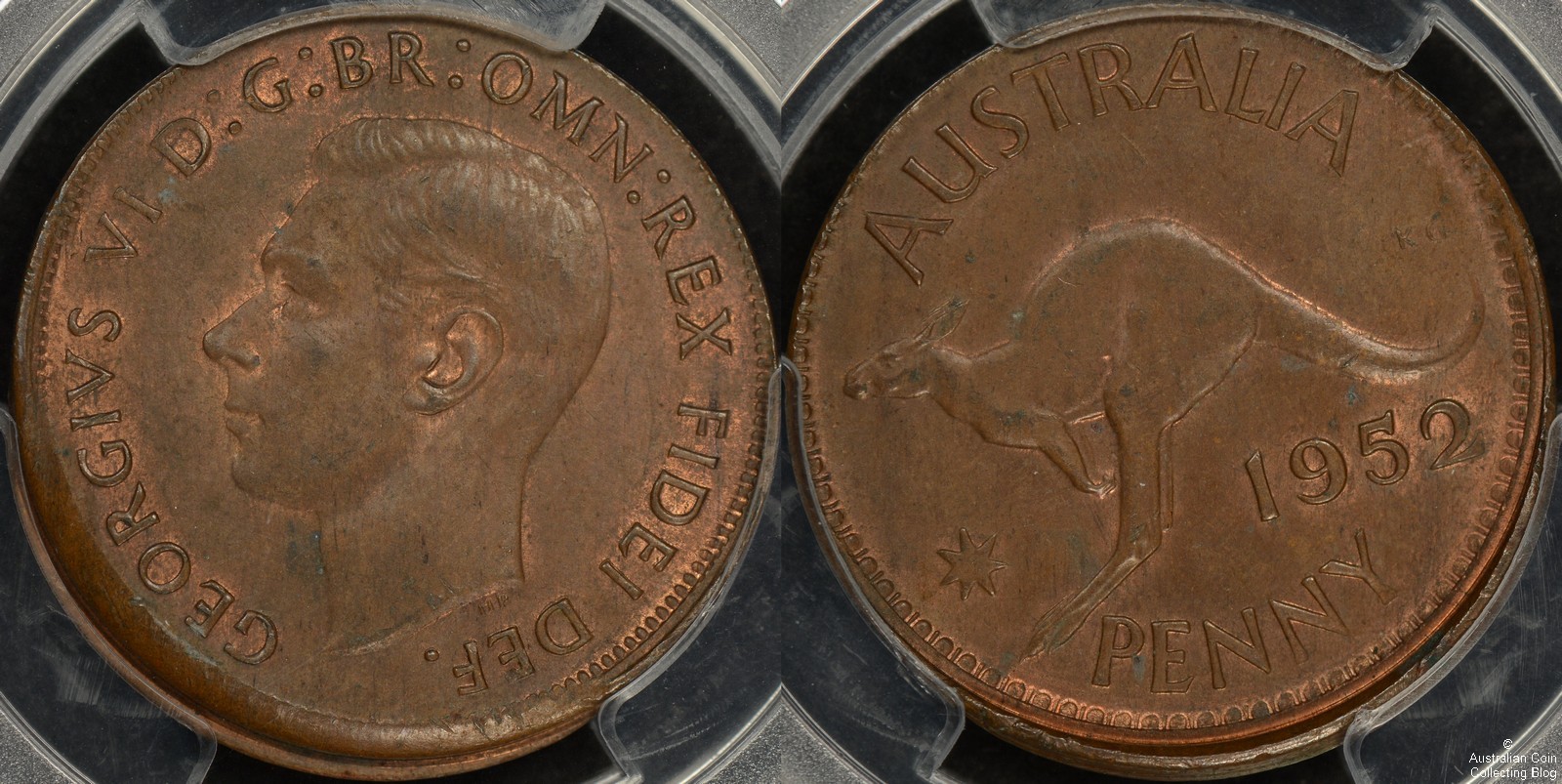Australia 1952M Penny Partial Collar Error MS63BN