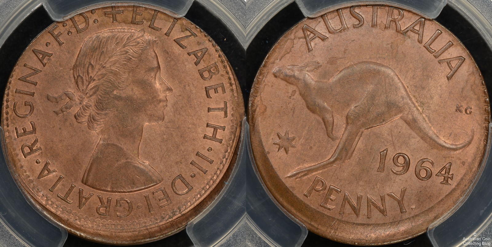 Australia 1964Y Penny Broadstrike Error MS63RB