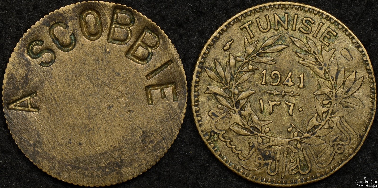 1941 Unofficial ID Tag on 1941 Tunisia 50 Centimes