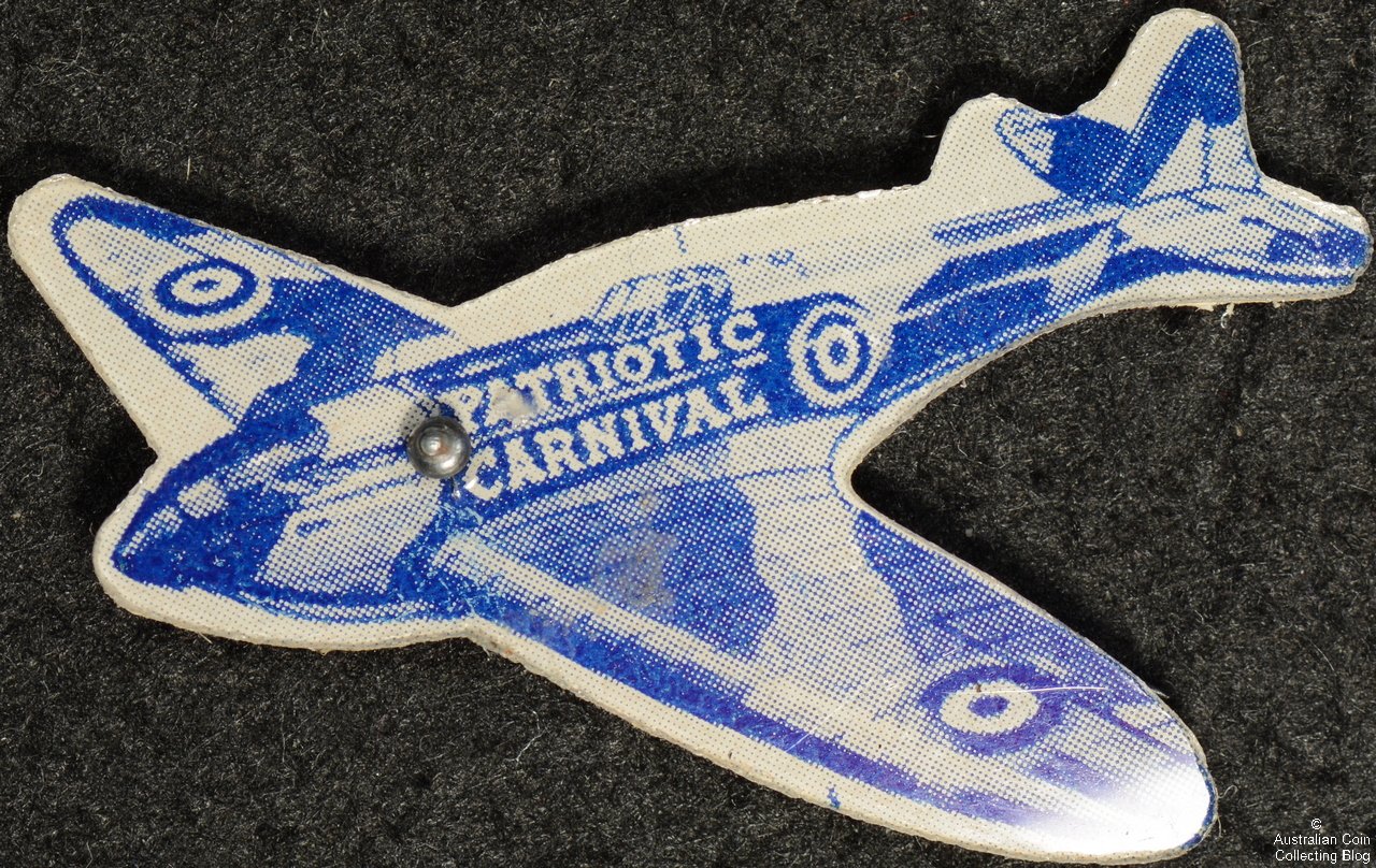 Patriotic Carnival c1943 Spitfire Celluloid Badge