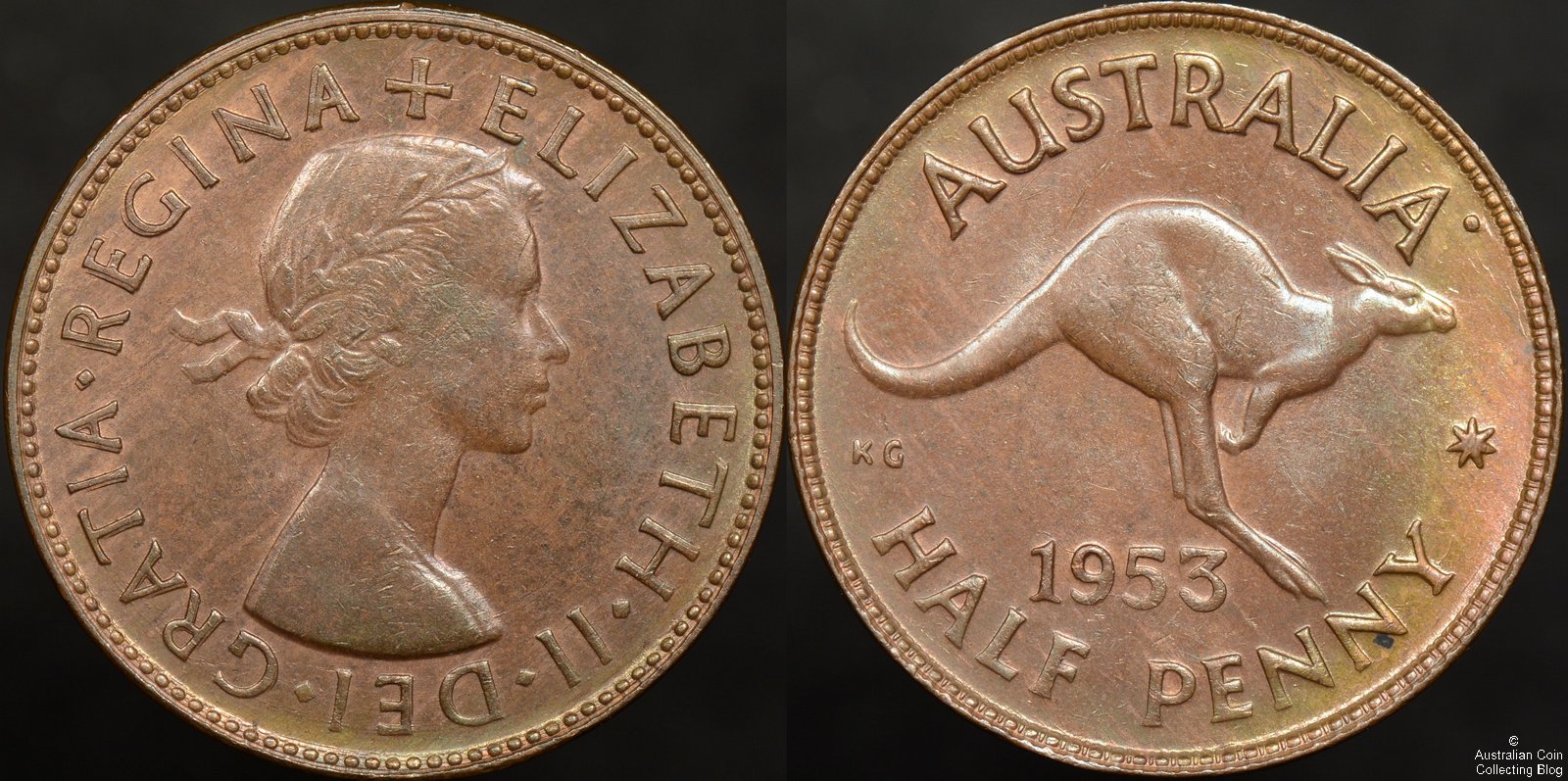 Australia 1953A Half Penny – Double Die Obverse