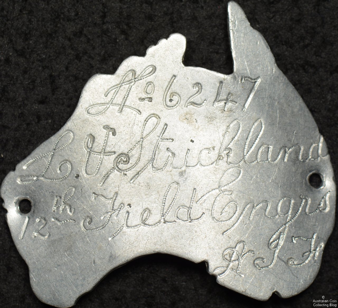Australian World War 1 Identity Tag – L.V. Strickland 6247