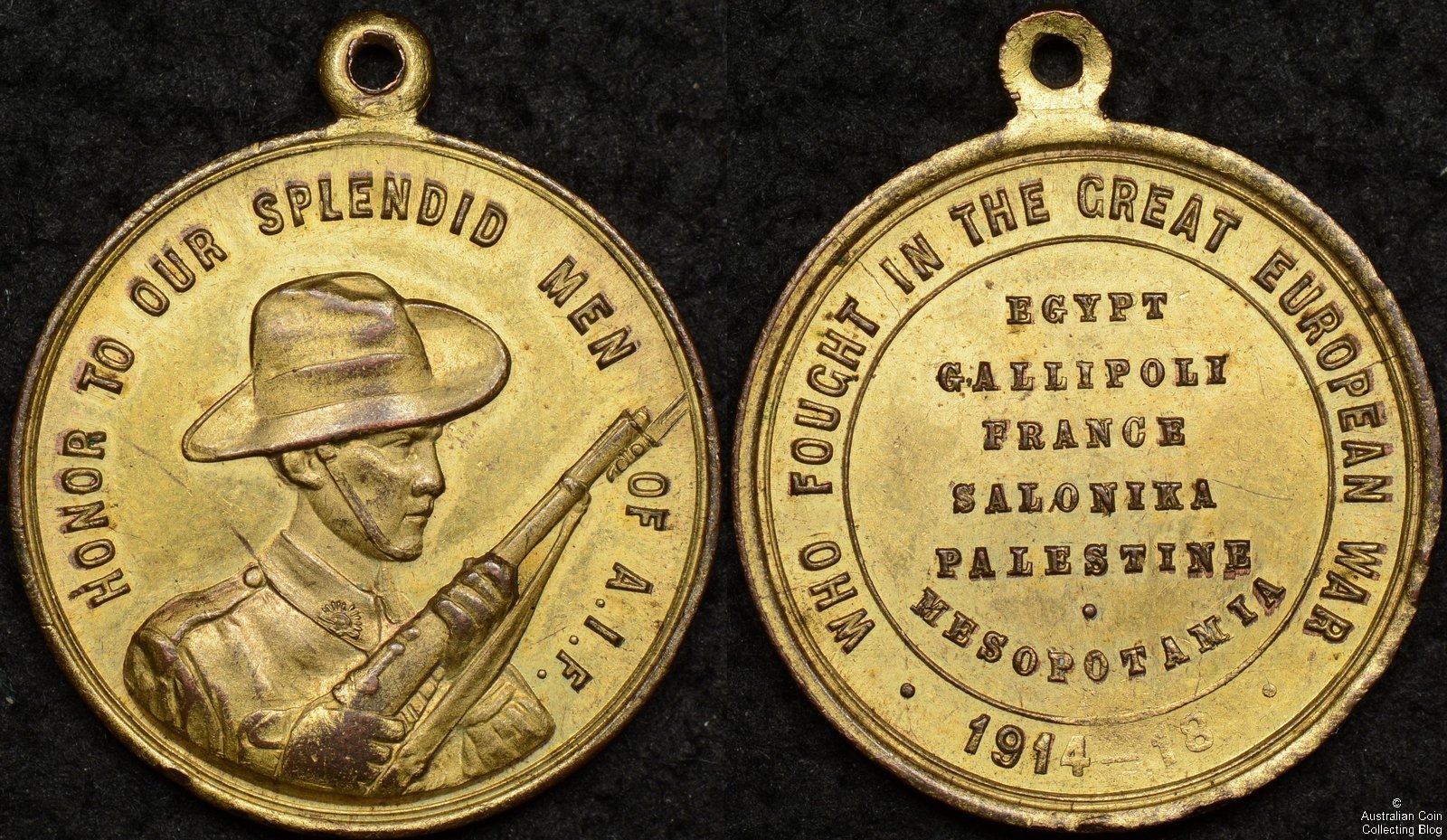 1914-1918 Honor to Our Splendid Men of the AIF Gilded Medallion
