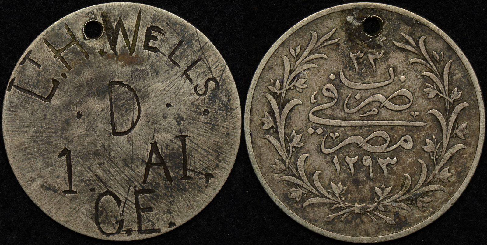 Australian World War 1 Identity Disk and Aluminium ID Tag – Lt. H. Wells