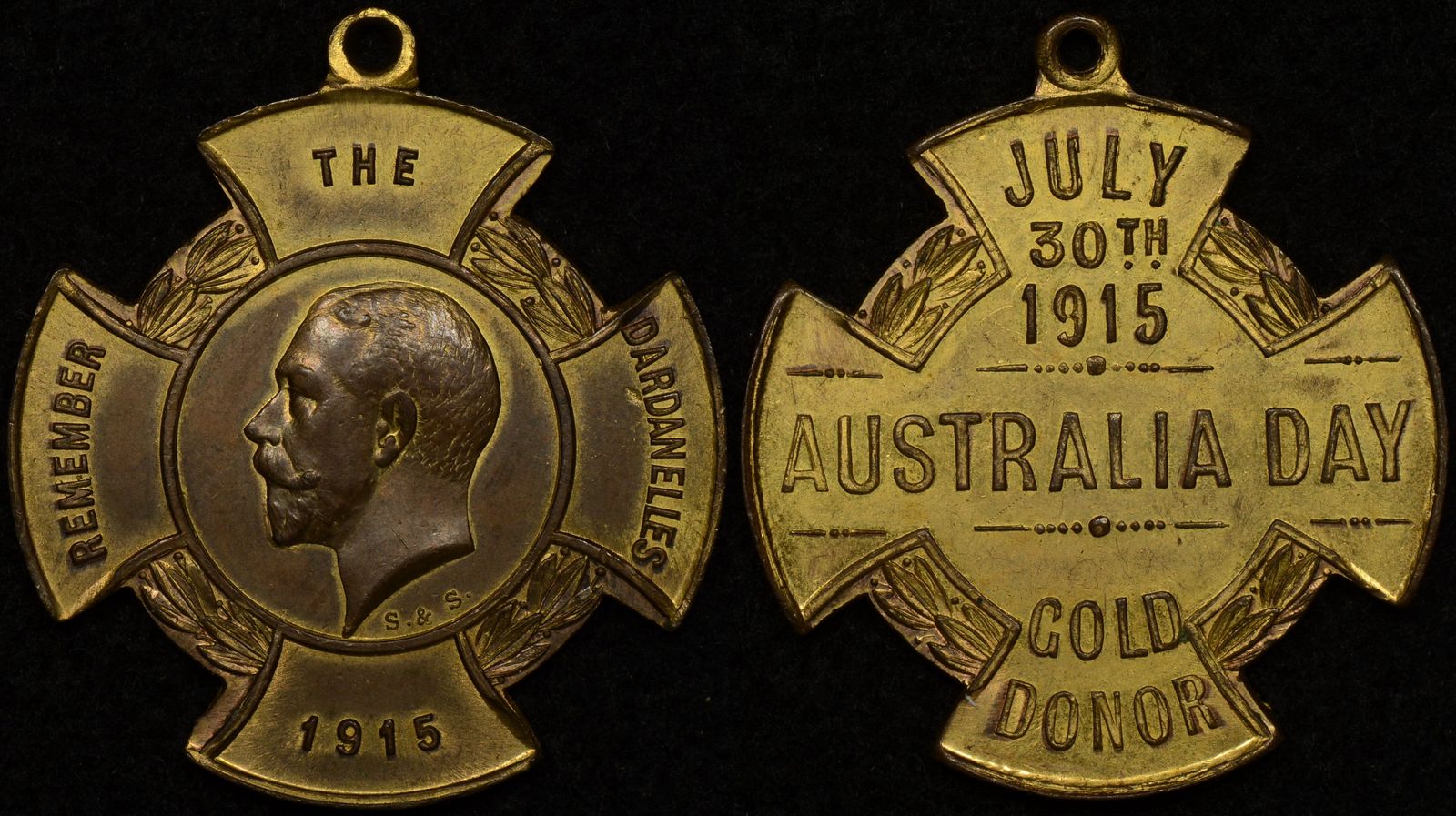 Australia 1915 Remember the Dardanelles Australia Day Gold Donor Medallion