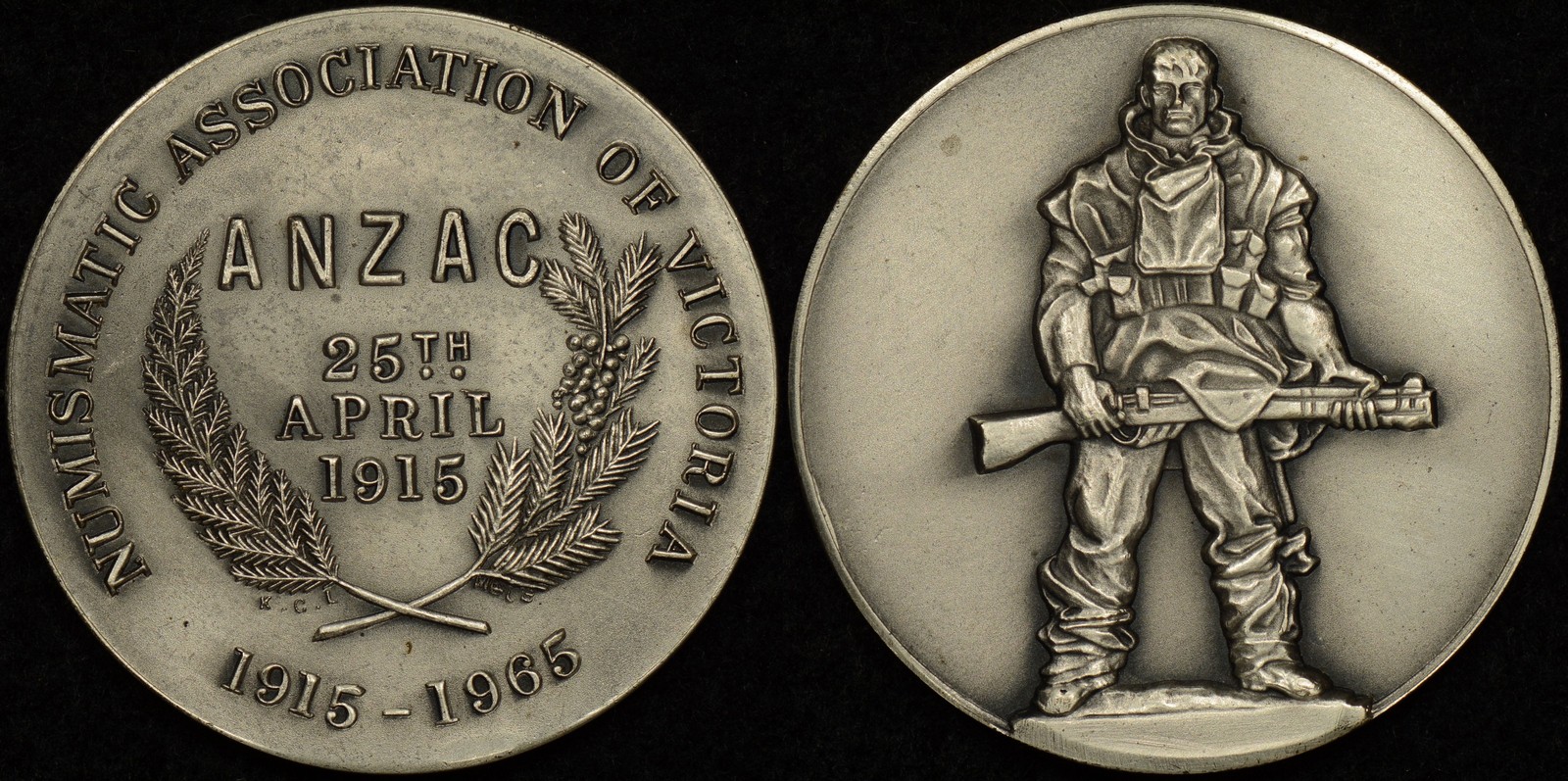 Numismatic Association of Victoria 1965 ANZAC Day Golden Jubilee Silver Medal