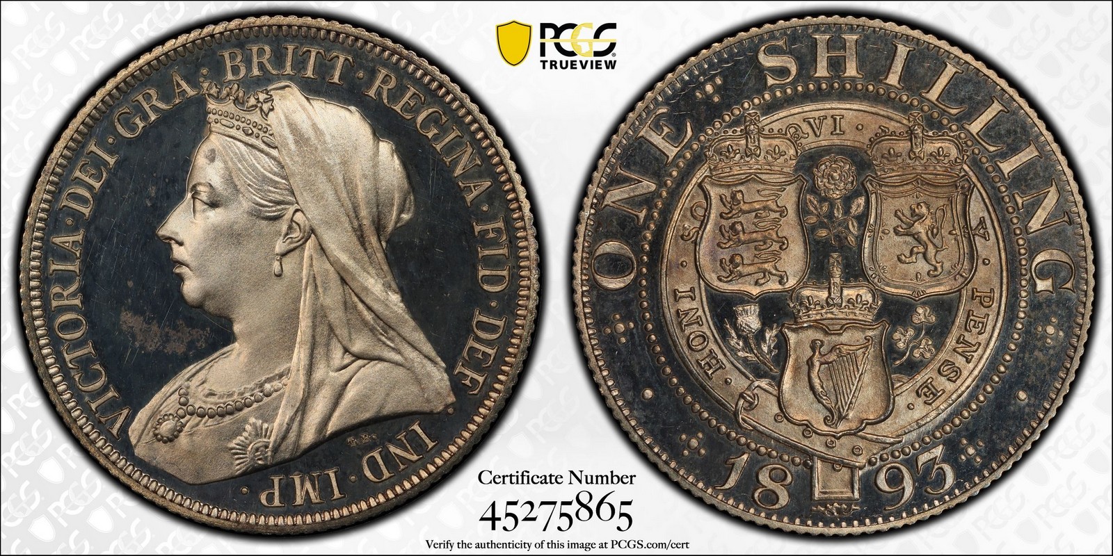 Great Britain 1893 Shilling Proof PCGS PR64DCAM