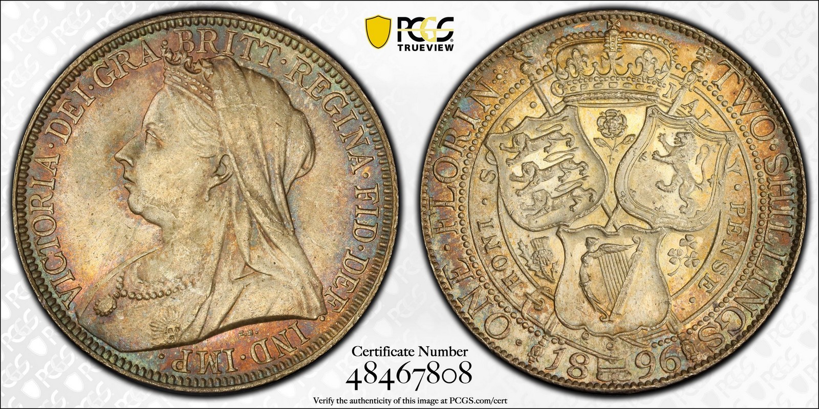 Great Britain 1896 Florin PCGS MS63